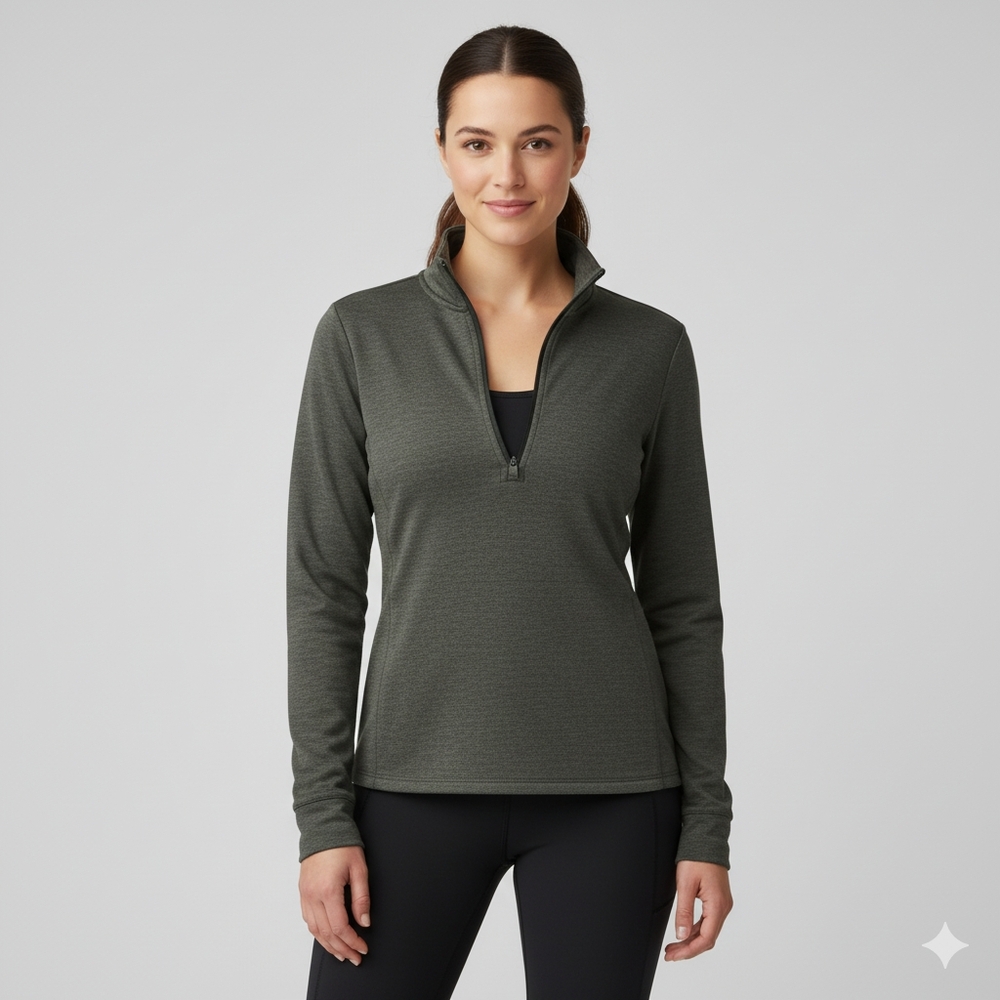 Layer8 Women's Green Quarter Zip Pullover Sweater Size Small 🐈